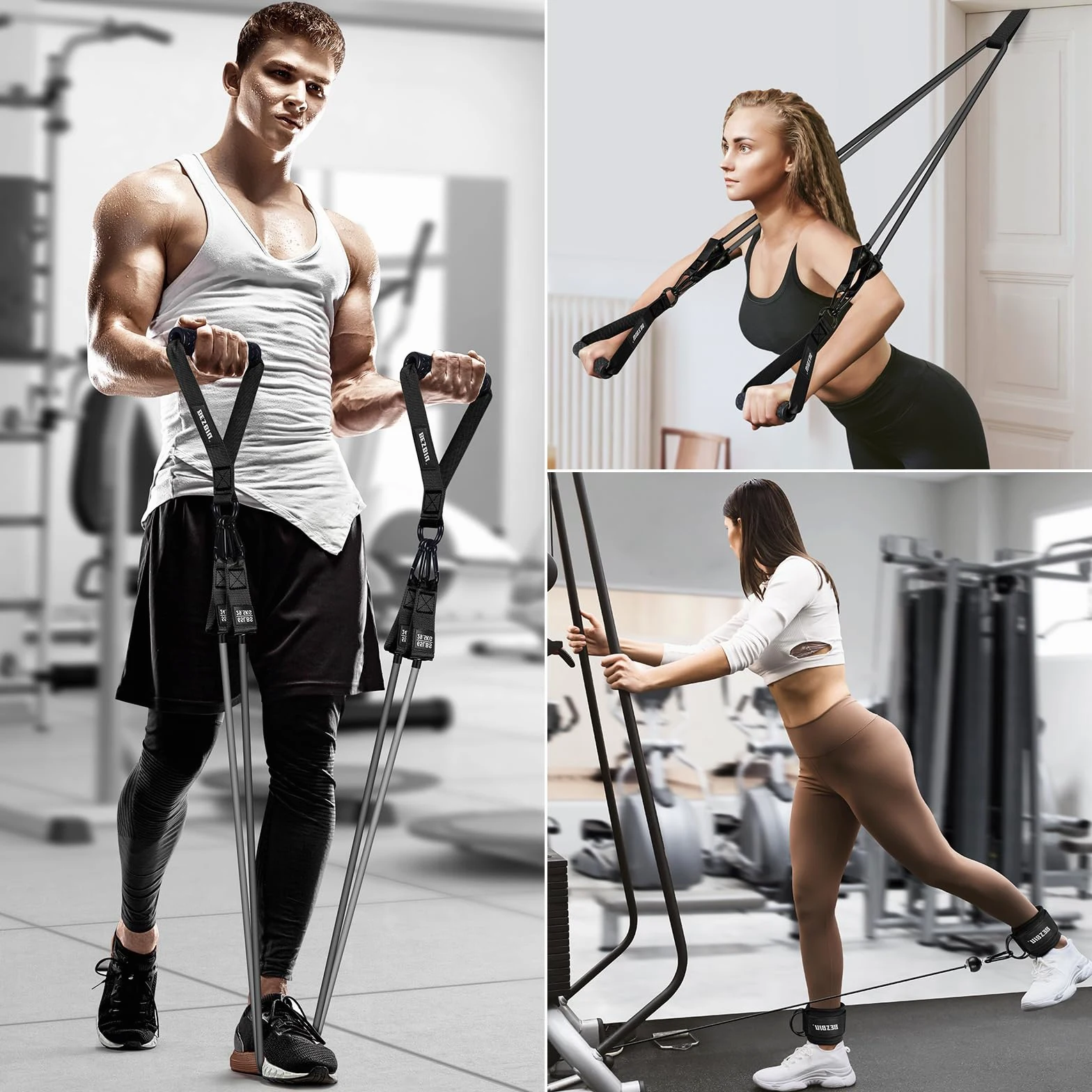 Bandas de resistencia pesada para entrenamiento, bandas de ejercicio de 300 libras/360 libras/420 libras, bandas de entrenamiento con asas, anclaje de puerta, correas de tobillo, equipo de