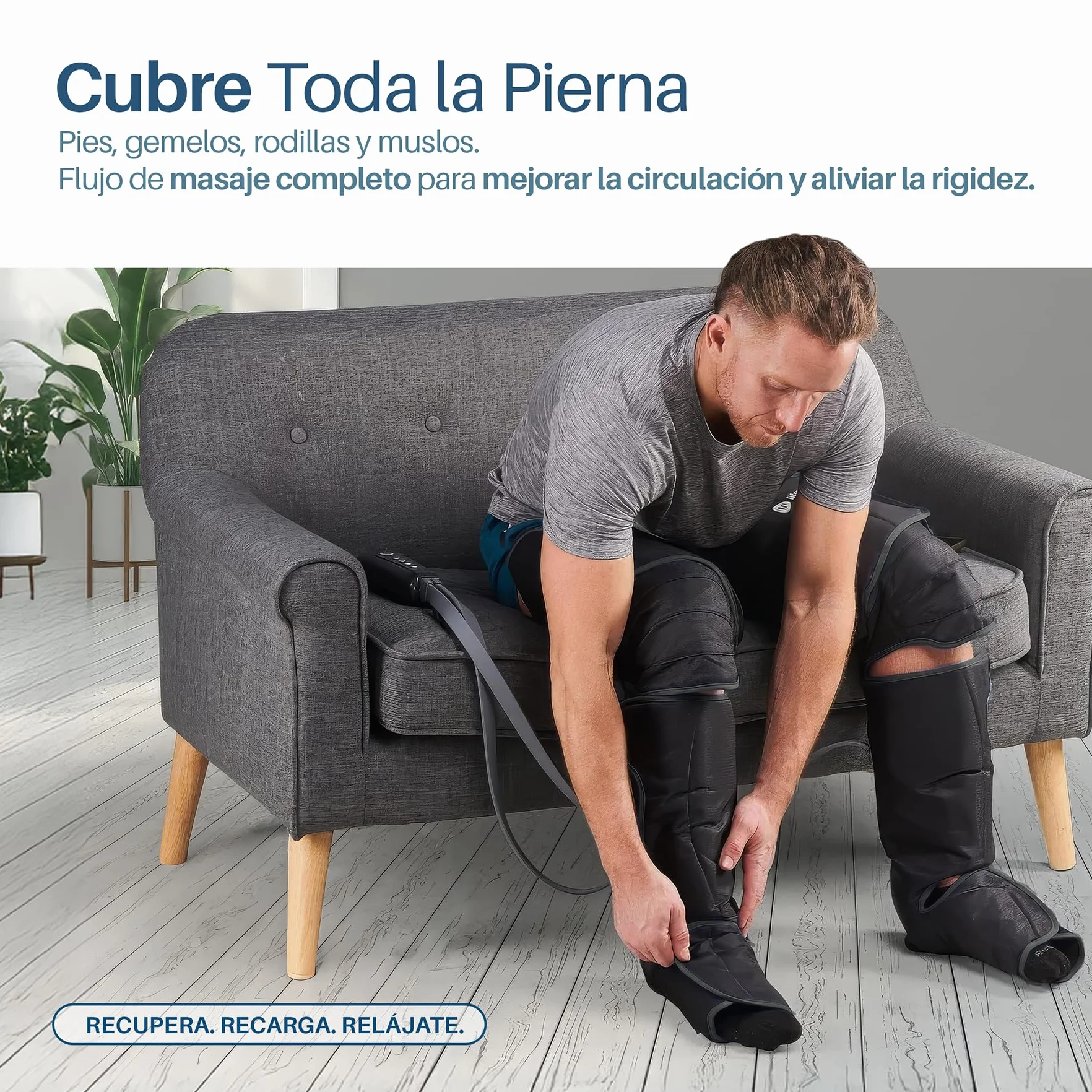 PORTENTUM Botas de presoterapia con calor regulable, 5 niveles de compresión, Masajeador piernas