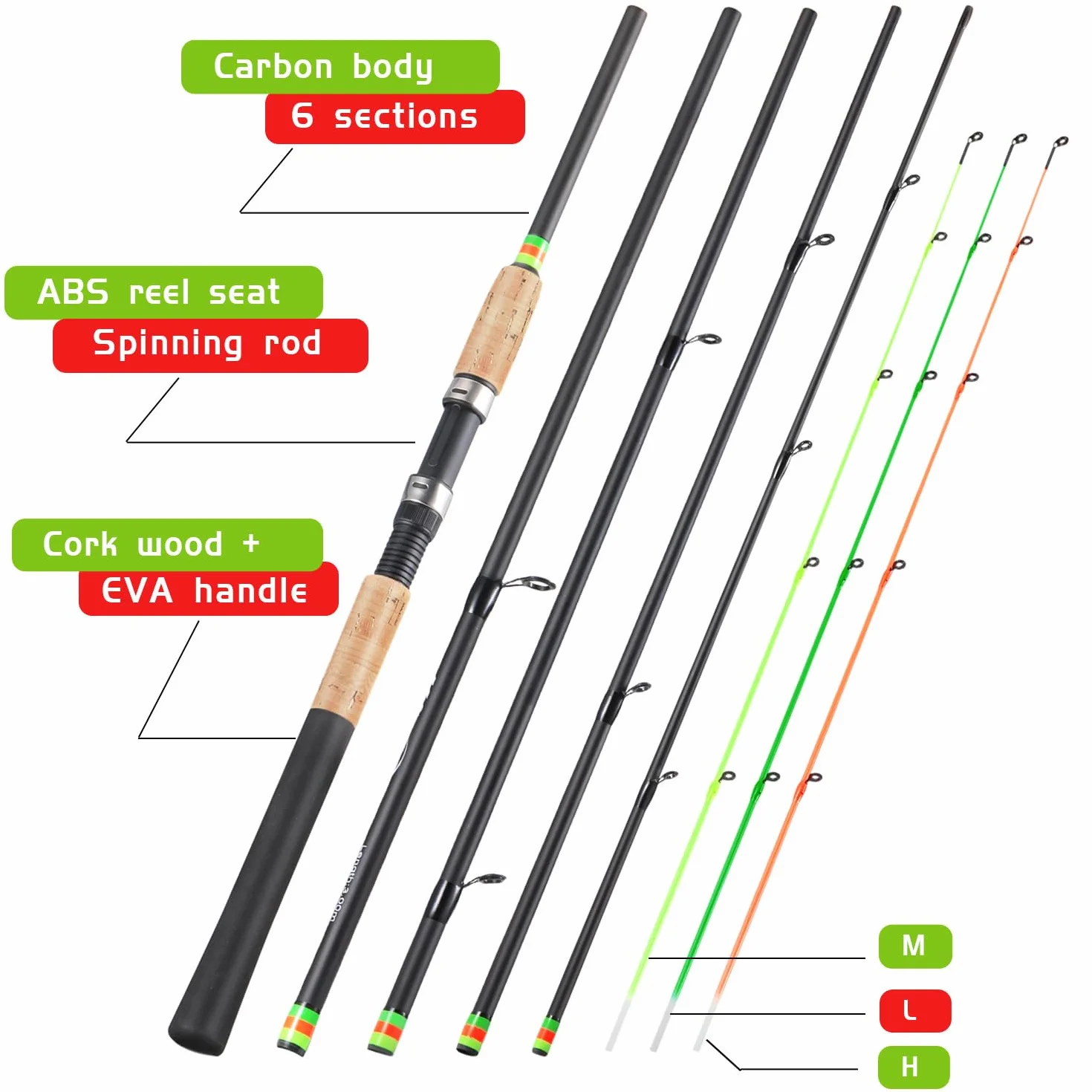 Sougayilang Feeder Rod Caña de pescar portátil 3 puntas