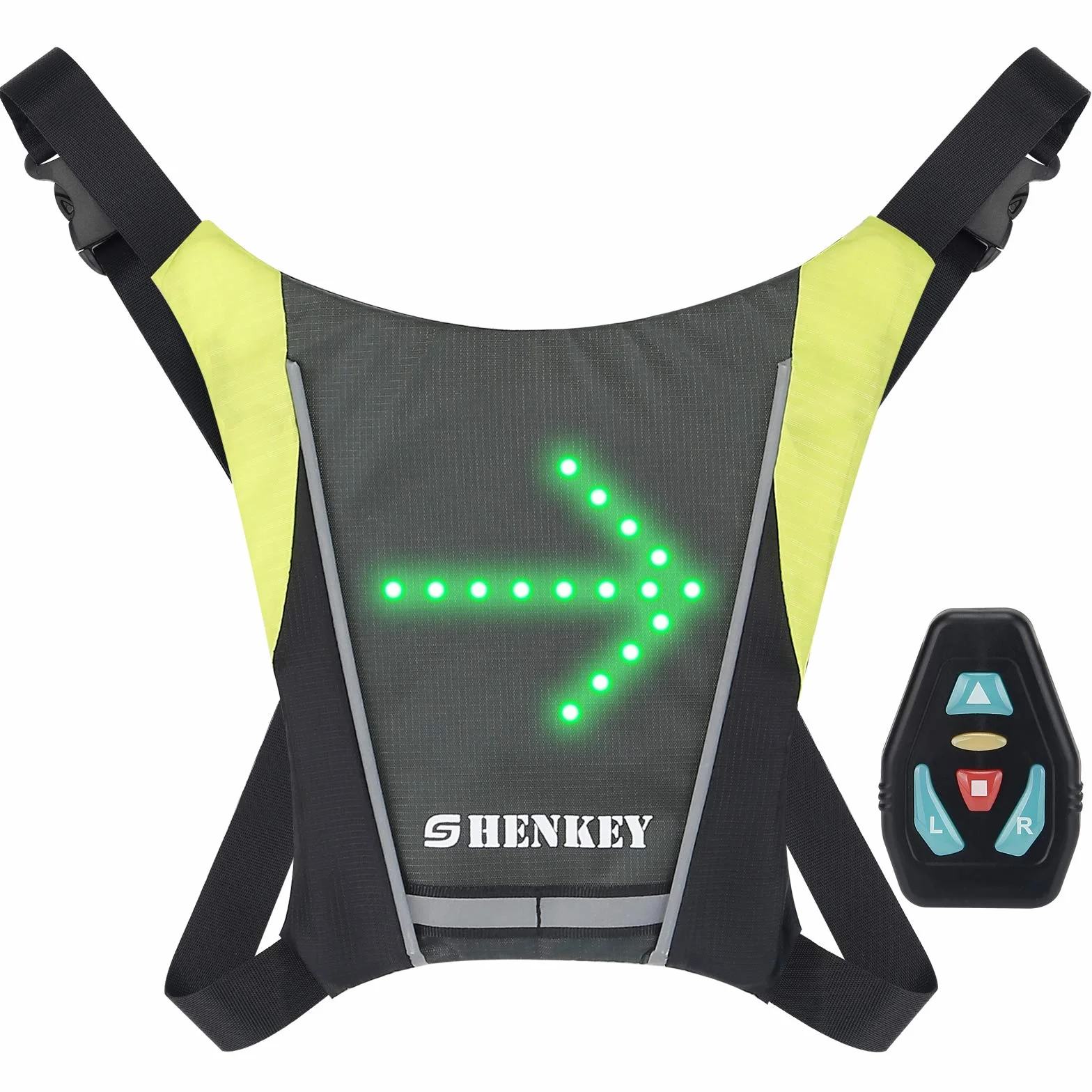 Chaleco de señal de Giro LED, Chaleco Reflectante LED con indicador de dirección: Control Remoto, Luces de Giro, USB Recargable, fácil instalación para Ciclismo Luz de Advertencia