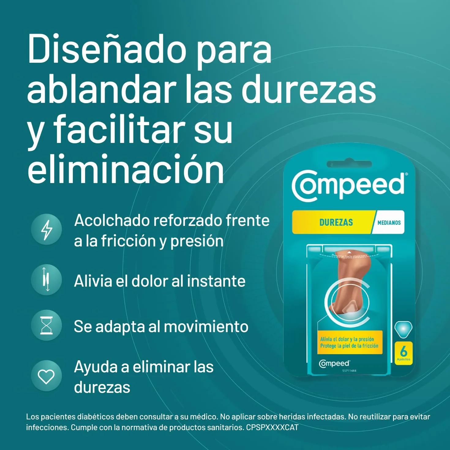 COMPEED Durezas Medianas Eliminación Rápida Alivio del Dolor Pack 6 uds.