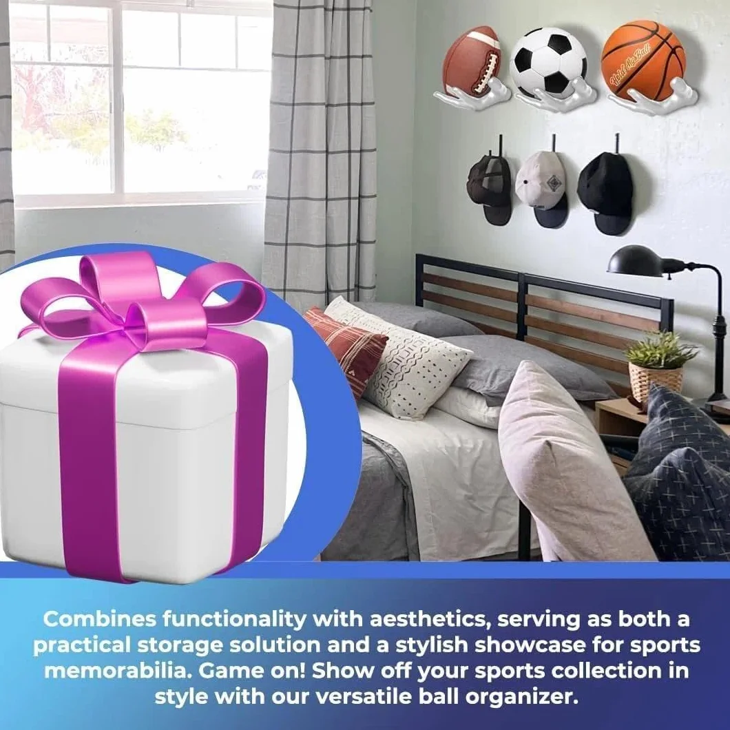 Estante Almacenamiento Baloncesto 22x17cm Soporte Pared Balonmano con 3 Tornillos, Soporte de Decoración Artística, Apto para Baloncesto, Fútbol, Fútbol
