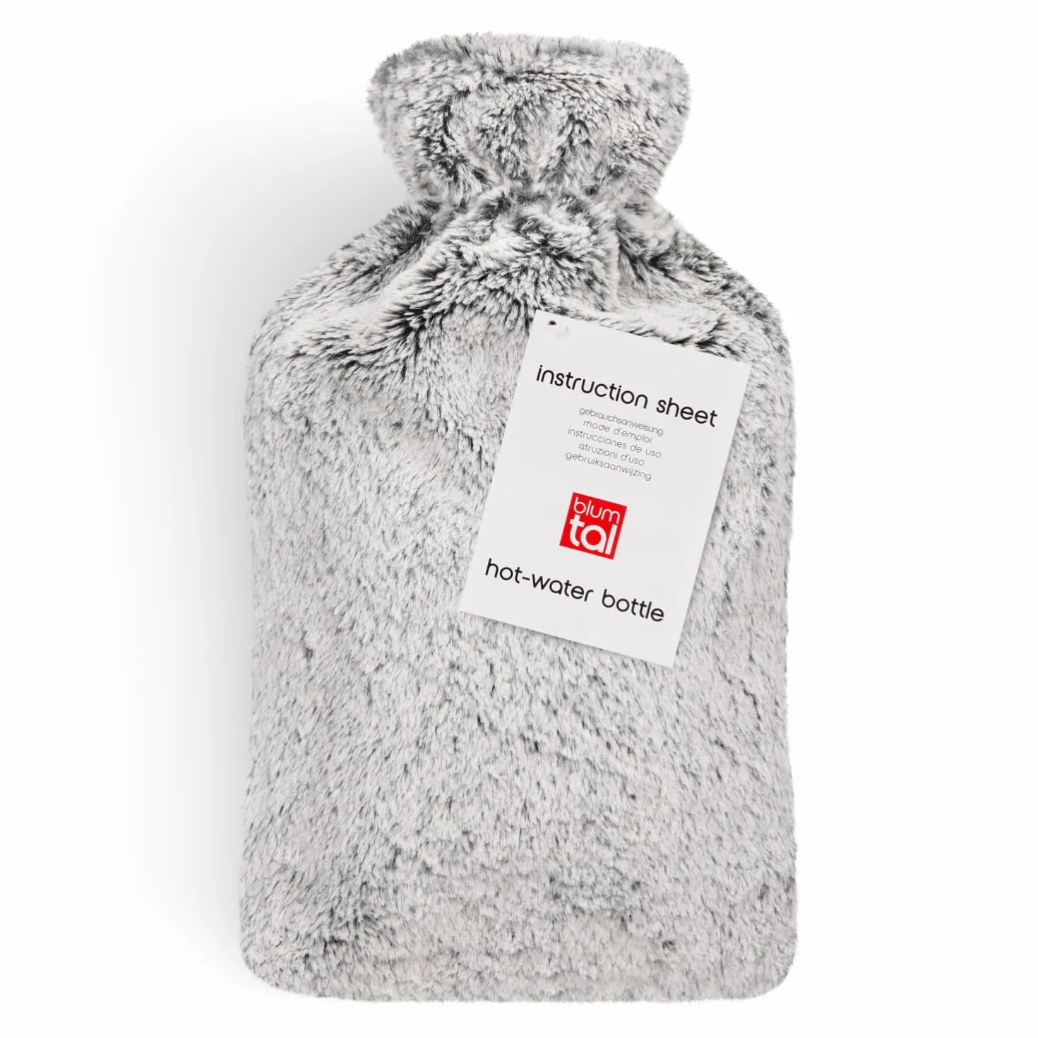 Blumtal Bolsa de agua caliente 1,5 l caucho natural con funda de piel sintética
