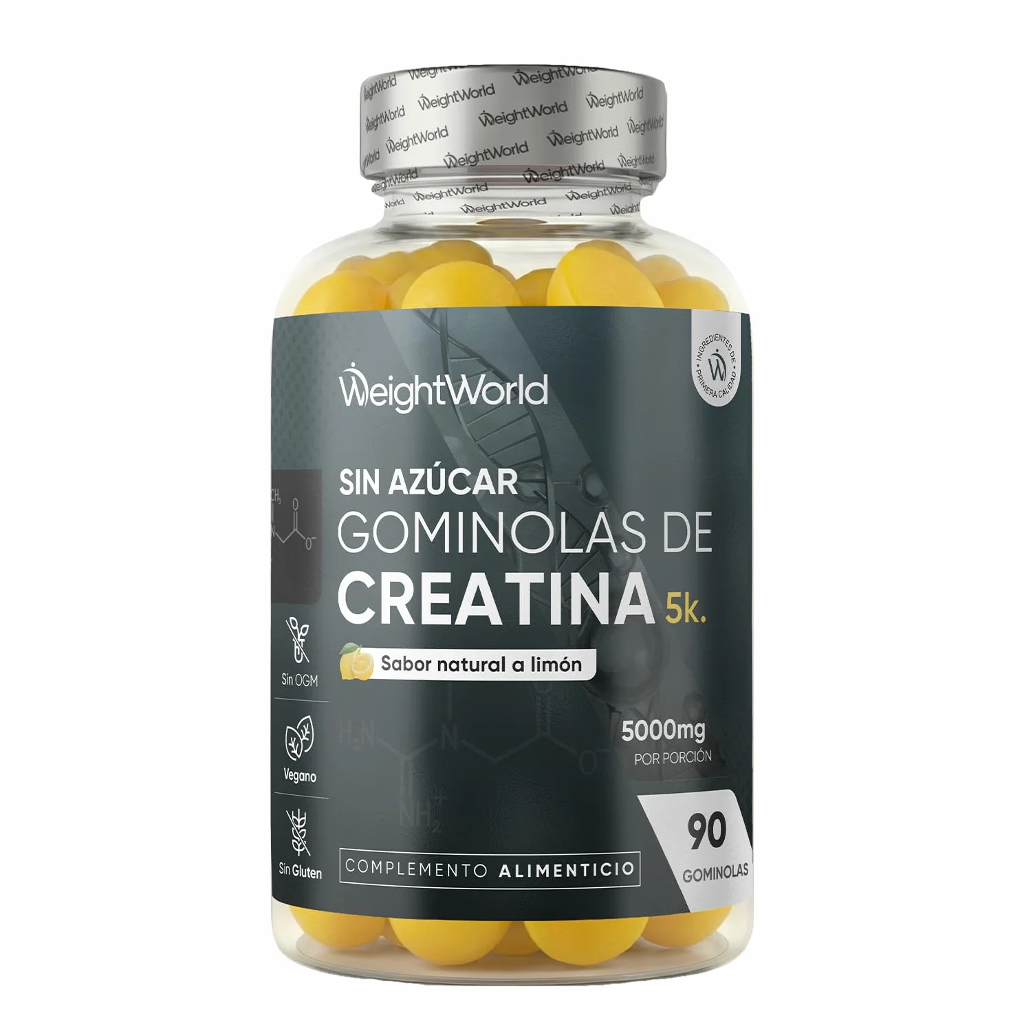Gominolas de Creatina Monohidratada 5000mg - Gomitas Pre Entreno Sabor Limón - Suplemento para el Gym Sin Azúcar