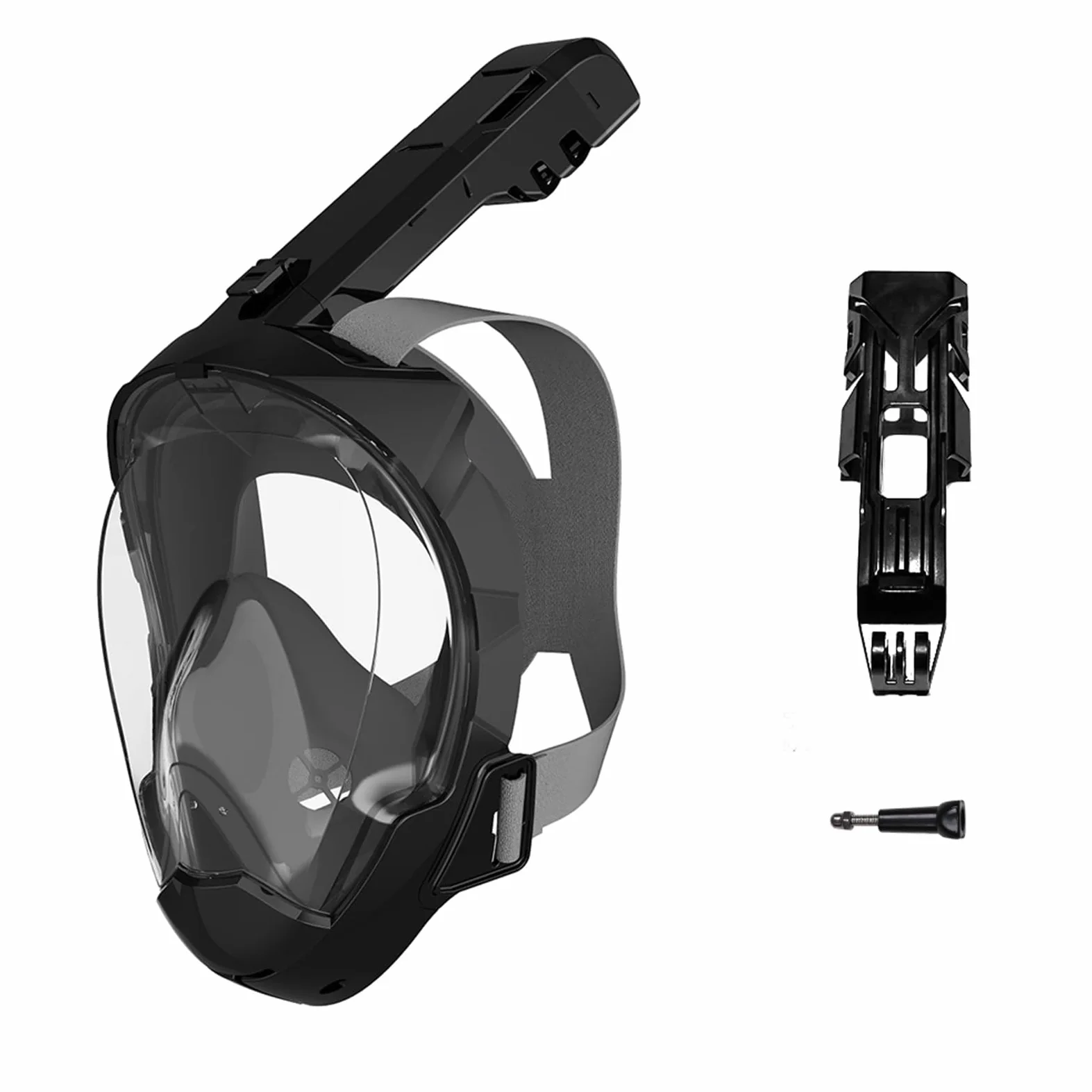 Máscara de Snorkel de Cara Completa Vista Panorámica 180° Respiración Seca Visión Clara para Adultos Equipo Snorkel Negro S/M/L/XL (S/M)