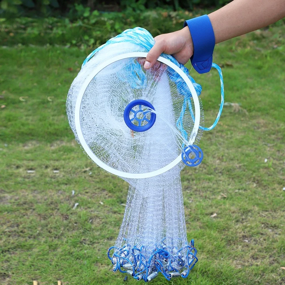 Red de pesca Dioche de nailon, monofilamento al aire libre, estilo americano, lanzamiento de mano de malla de pesca