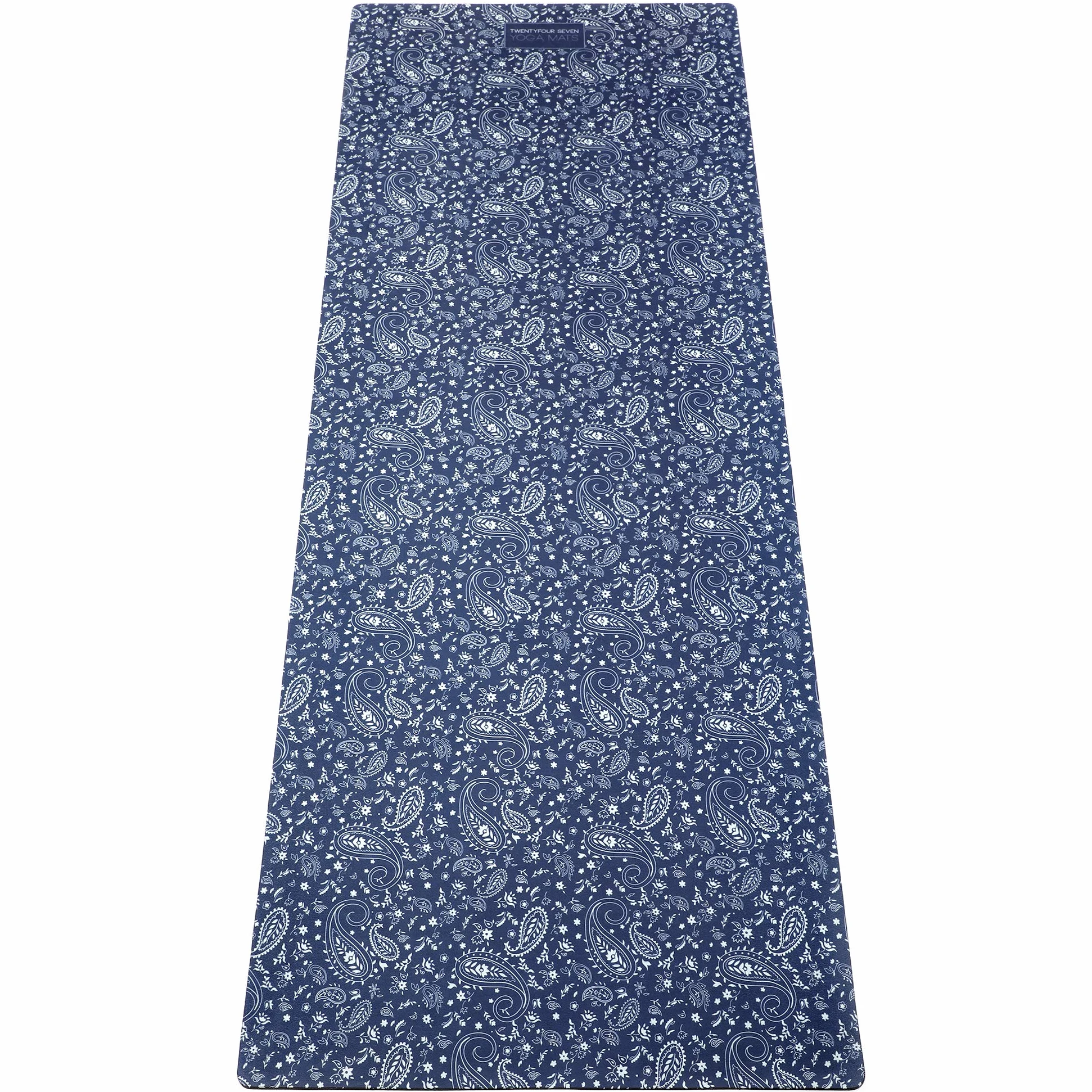 247YOGAMATS Esterilla de Yoga caucho y microfibra BLUE PAISLEY / 183 x 68 cm, 4 mm/Antideslizante/Apta lavadora/Yoga principiantes y avanzado/Cinta de transporte incluida