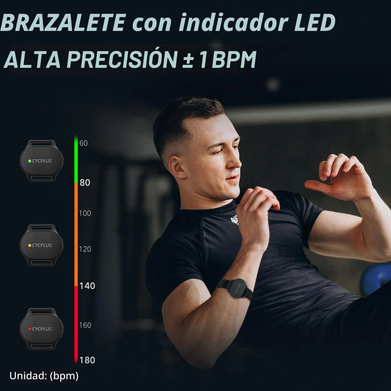 CYCPLUS Brazalete Cardio-frecuencia Monitor HR Bluetooth 5.1 IP67 Impermeable
