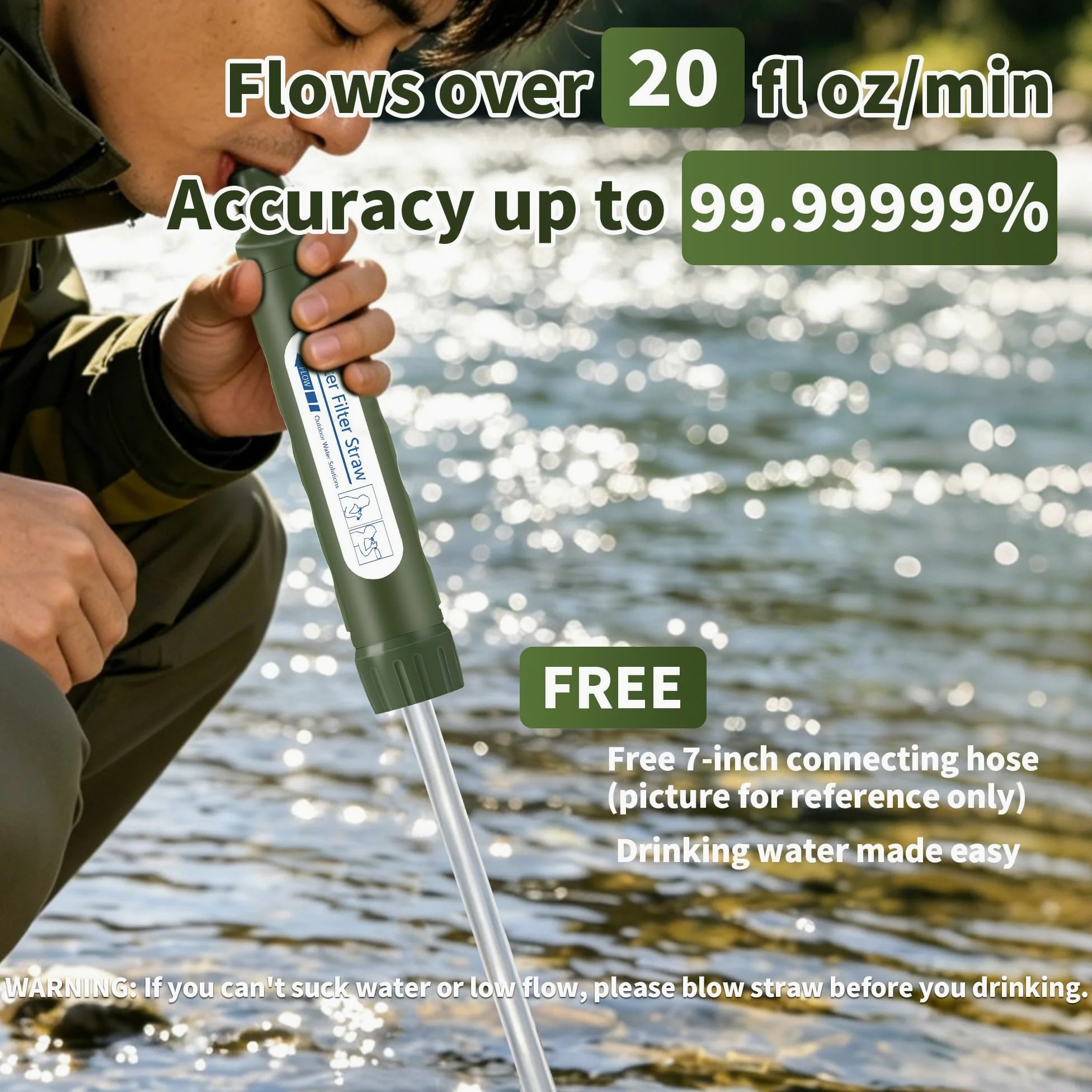 Pajita de filtro de agua personal, purificador de agua portátil de 4 etapas certificado NSF, sin BPA, equipo de supervivencia de filtración de agua de emergencia para senderismo, camping