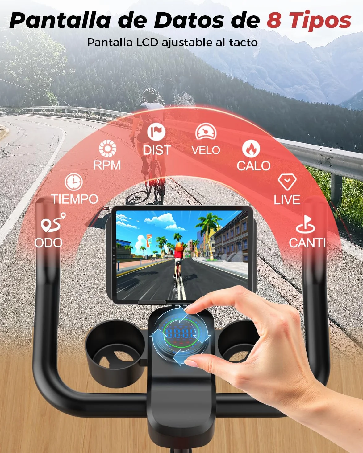Superun Bicicleta de Interior equipada con APP Exclusiva, 32 Niveles de Resistencia, Bicicleta de Ejercicio, Capacidad Máxima de Carga de 136 kg, uso en Gimnasio en Casa