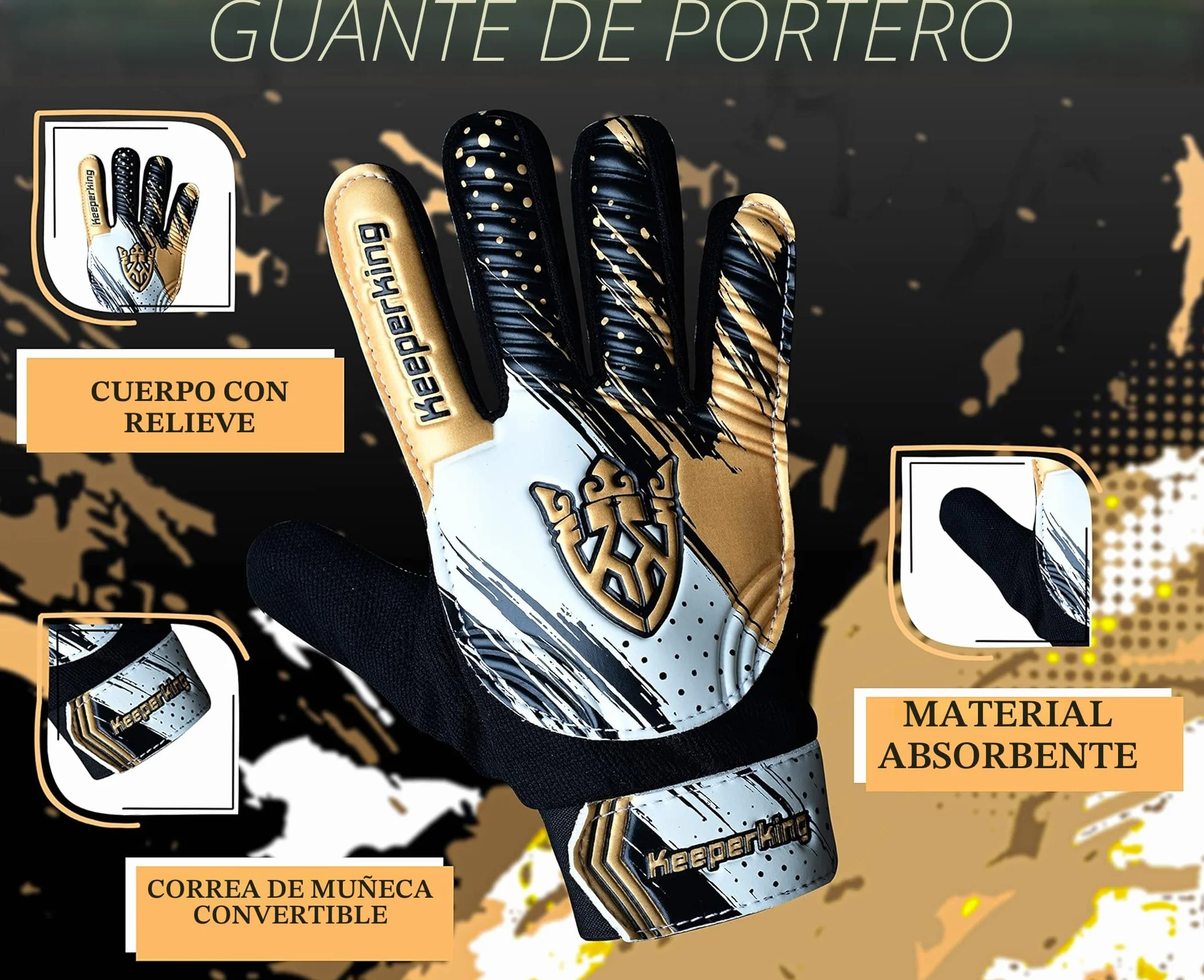 Keeperking Clawxen Guantes de Portero para Niños y Niñas de Fútbol, Talla 3-7