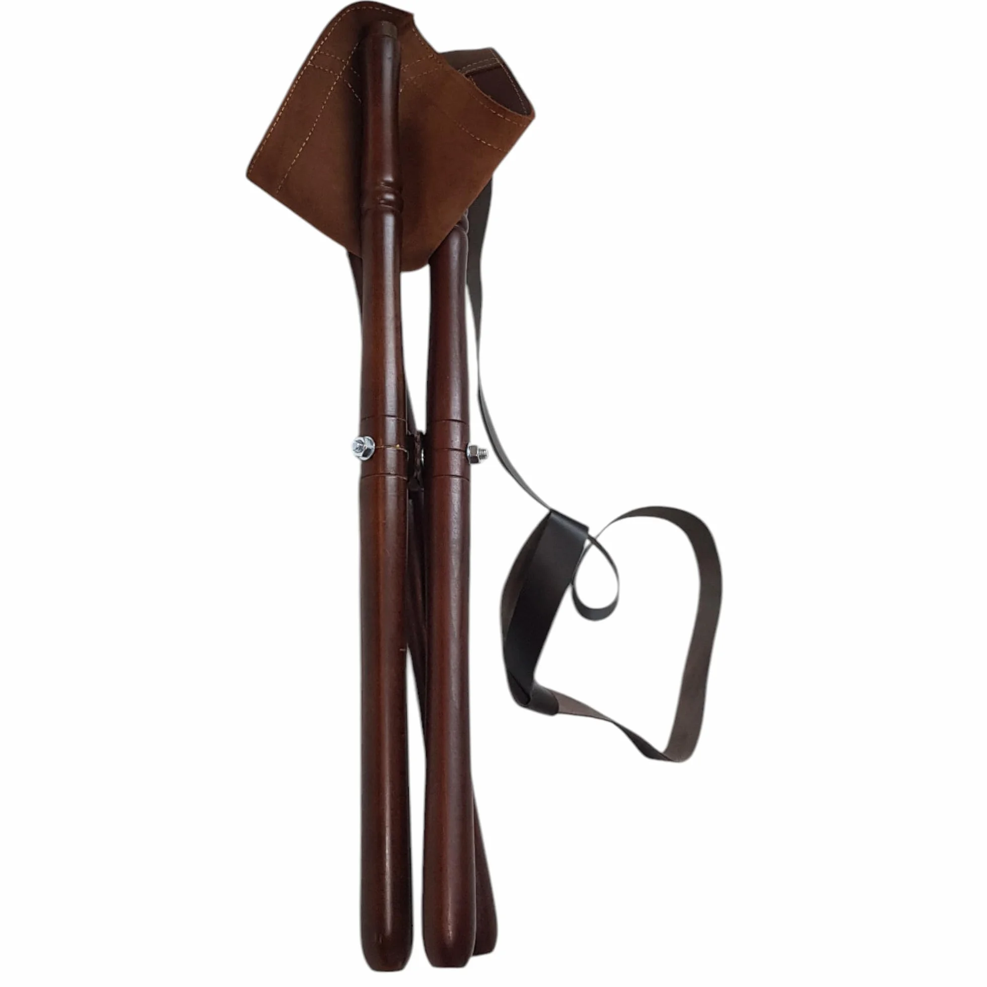 Silla para perdigón, Patas de Madera y culera de Cuero, con Correa para el Transporte (50CM)
