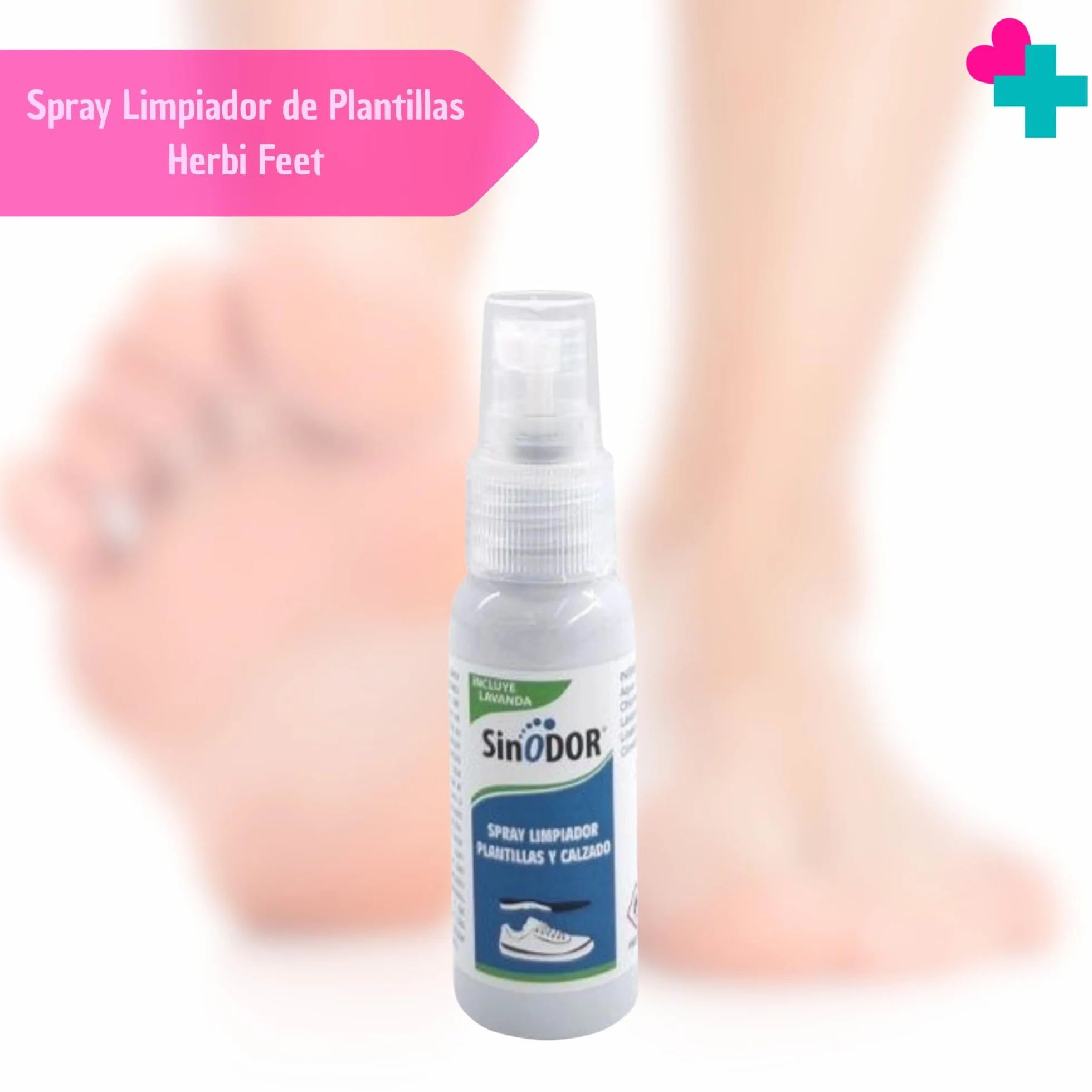 Herbi Feet Spray Limpiador de Plantillas 30 ml Antiolor Desinfectante Zapatos Antibacteriano Fungicida