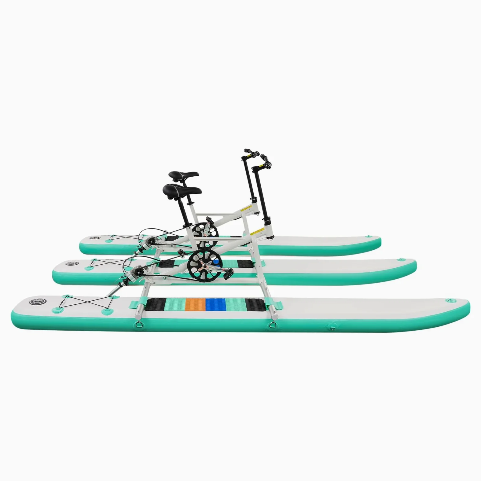 Bicicleta de agua inflable para 2 personas con varios pontones | Con asientos ajustables, pedales antideslizantes y cubierta plegable para mar, río o zona de ocio