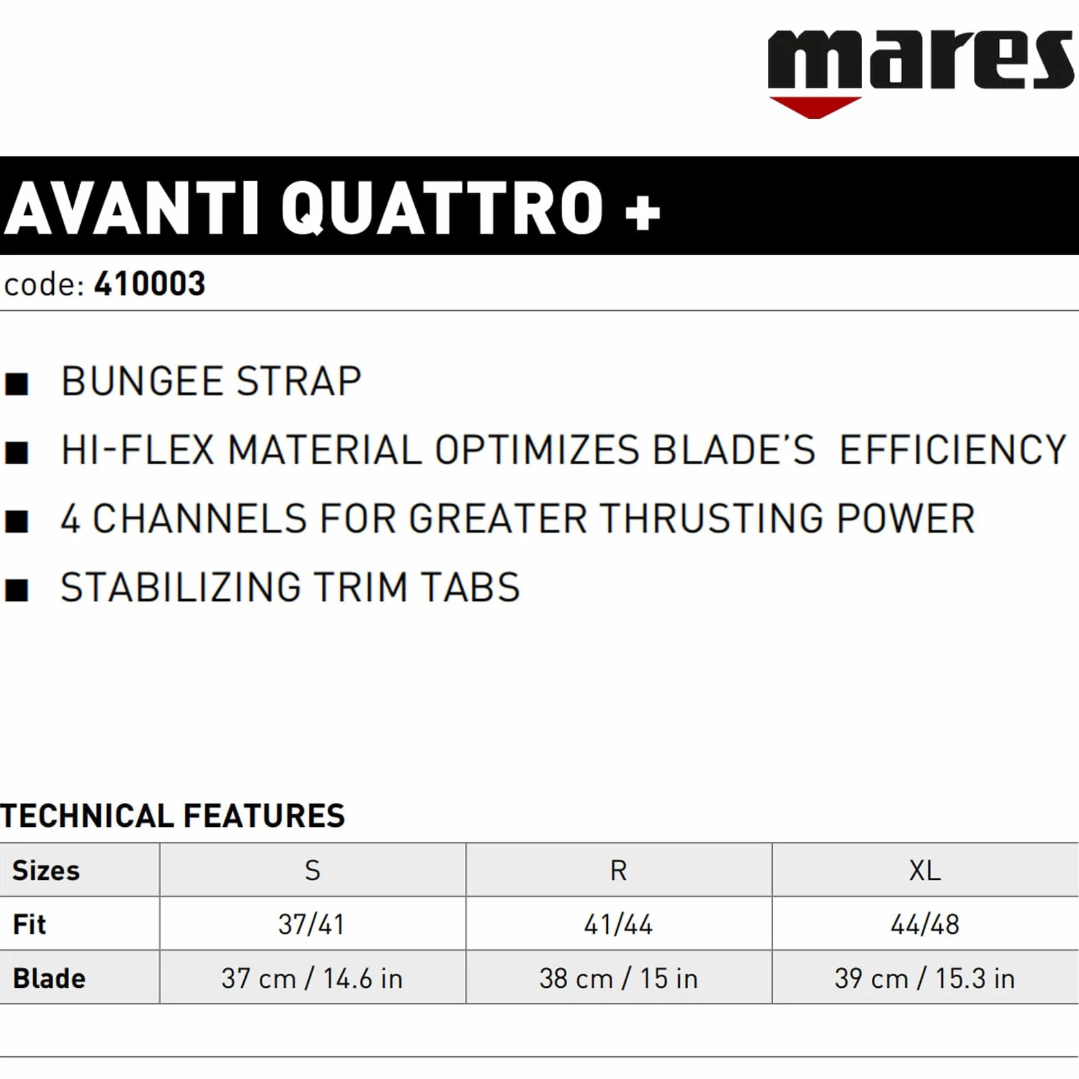 Mares Avance Quattro +, Aletas Unisex Adulto