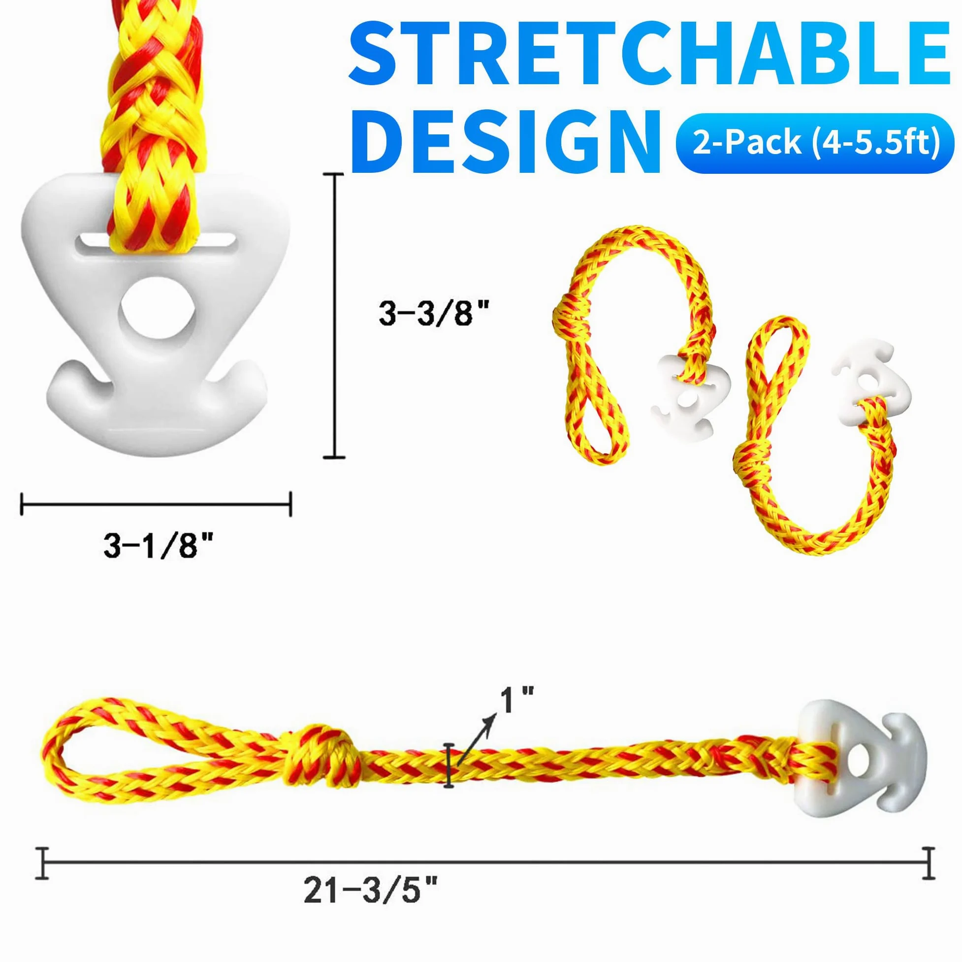 2 paquetes de conectores rápidos para tubo de barco y cuerda de remolque, conector de tubos remolcables de agua compatible con barcos, tuberías, wakeboard, esquí, deportes acuáticos, longitud