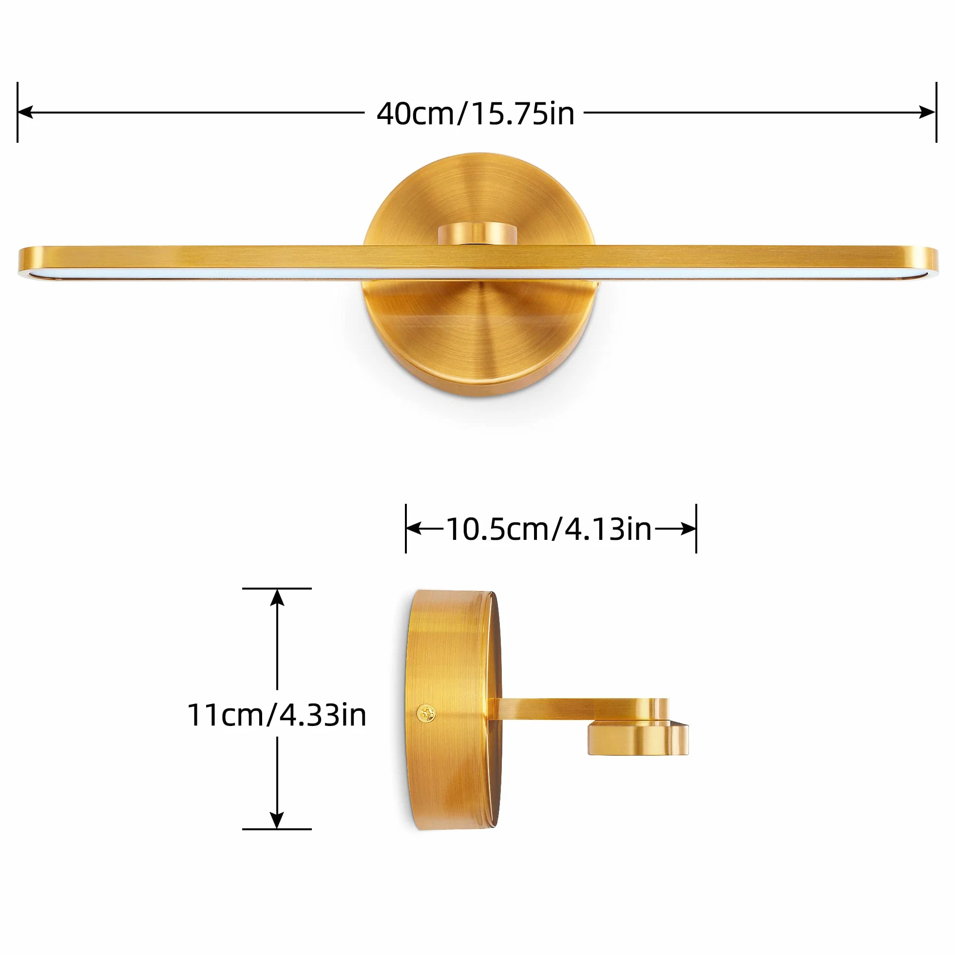 MantoLite Aplique LED latón pulido 40CM 12W IP44 3000K