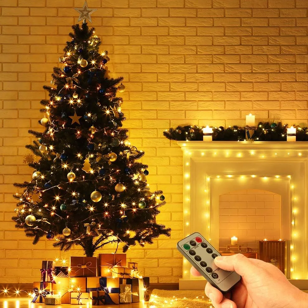 Vicloon Cadena de luces LED USB 10 m 100 LED 2 unidades mando a distancia 8 modos temporizador