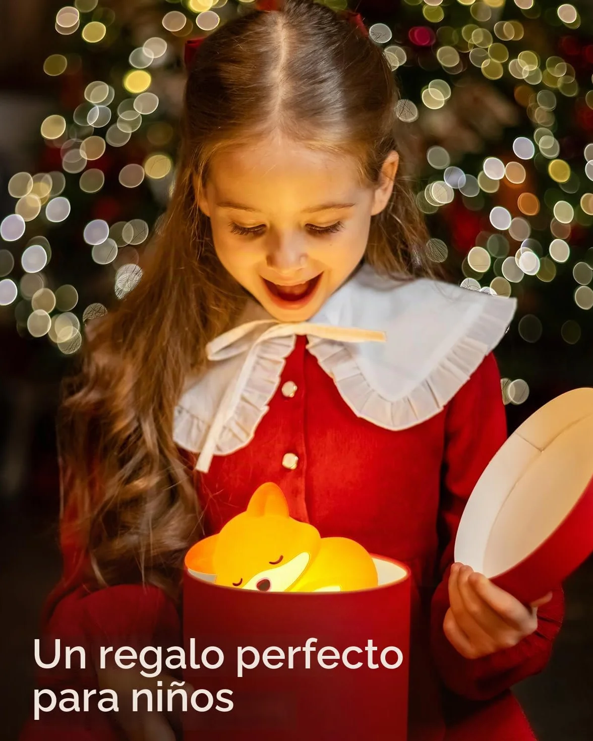 Amaredom Lámpara Infantil Zorro de Silicona Suave Luz Nocturna Bebé Brillo Regulable Apagado Automático 20 min