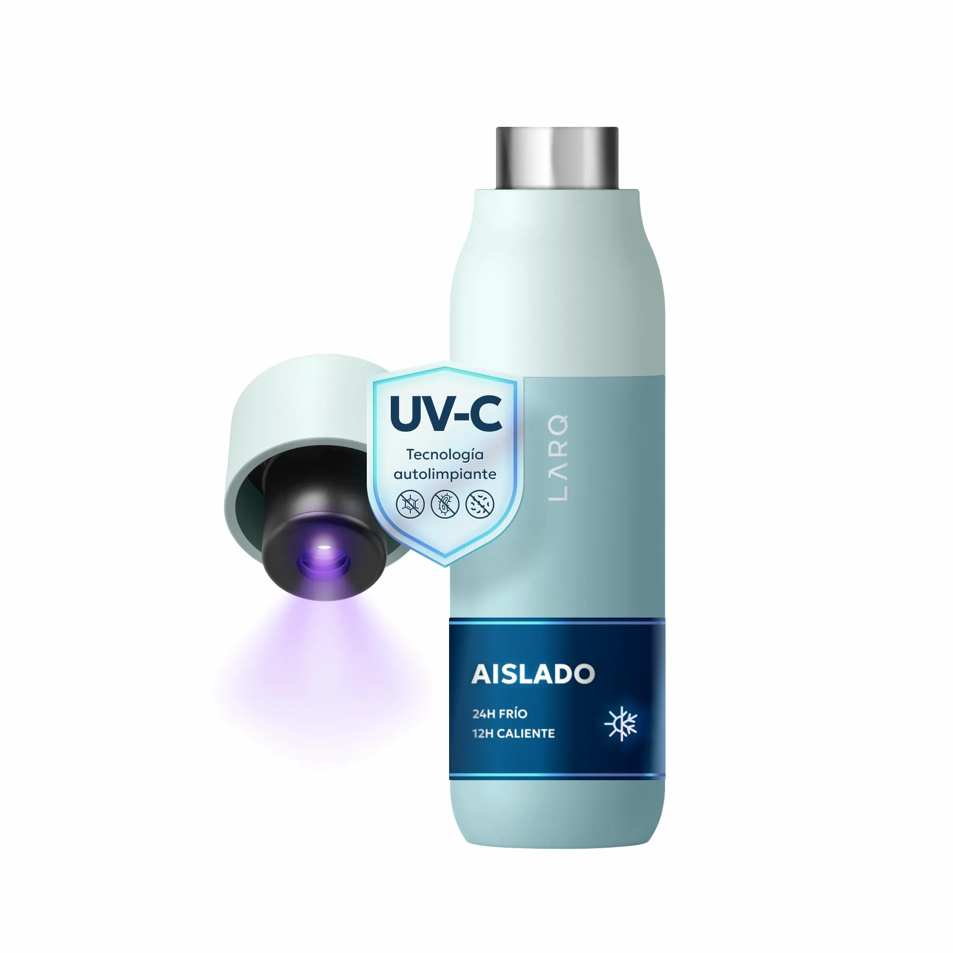 LARQ PureVis 500ml – Botella Térmica Autolimpiable con Purificador de Agua UV-C – Acero Inoxidable de Doble Pared – Hermética – Mantiene Frío y Calor – Diseño Premiado - Seaside Mint