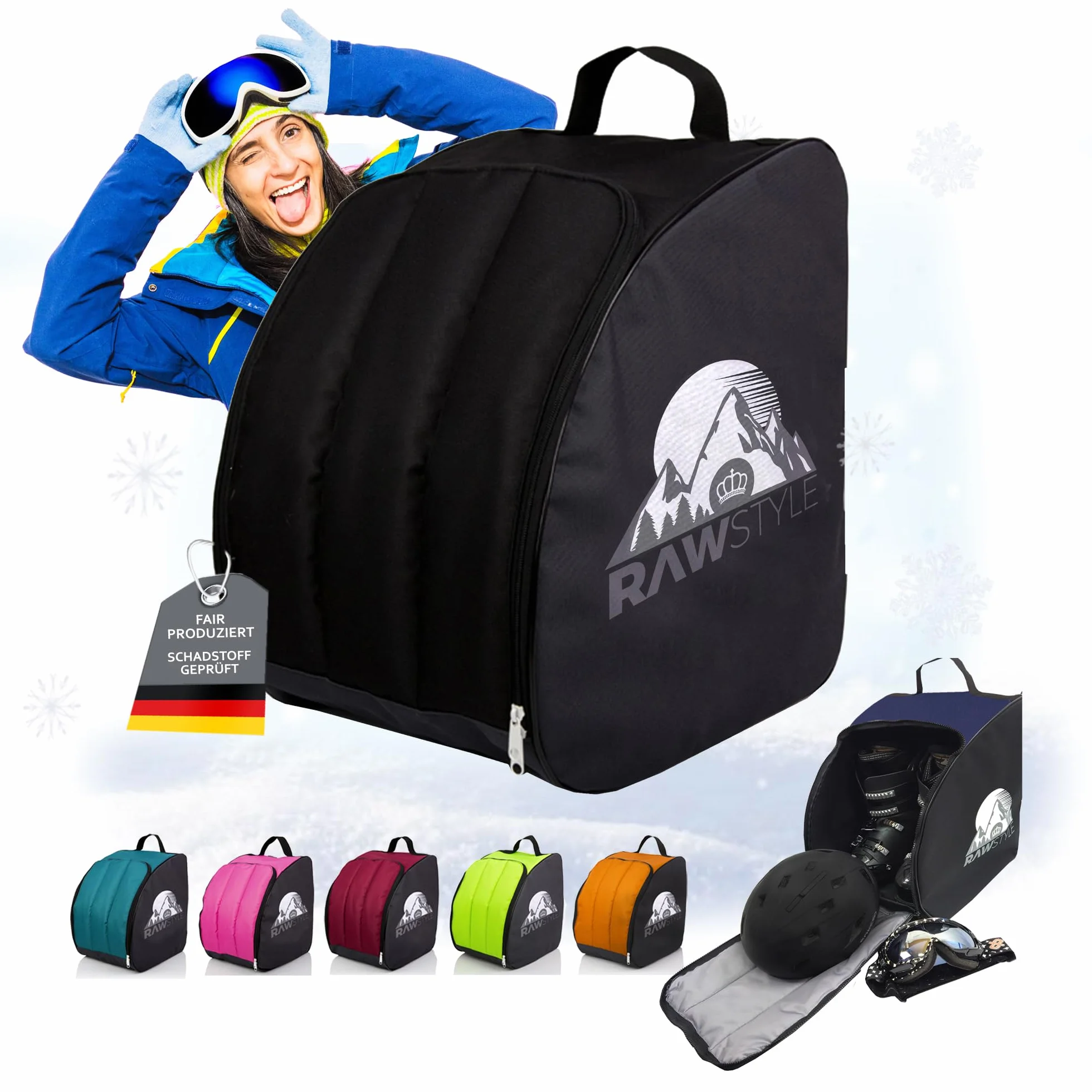 Rawstyle Bolsa para botas de esquí, mochila para botas de esquí, casco, botas blandas, botas en línea, bolsa para botas de esquí, modelo 2
