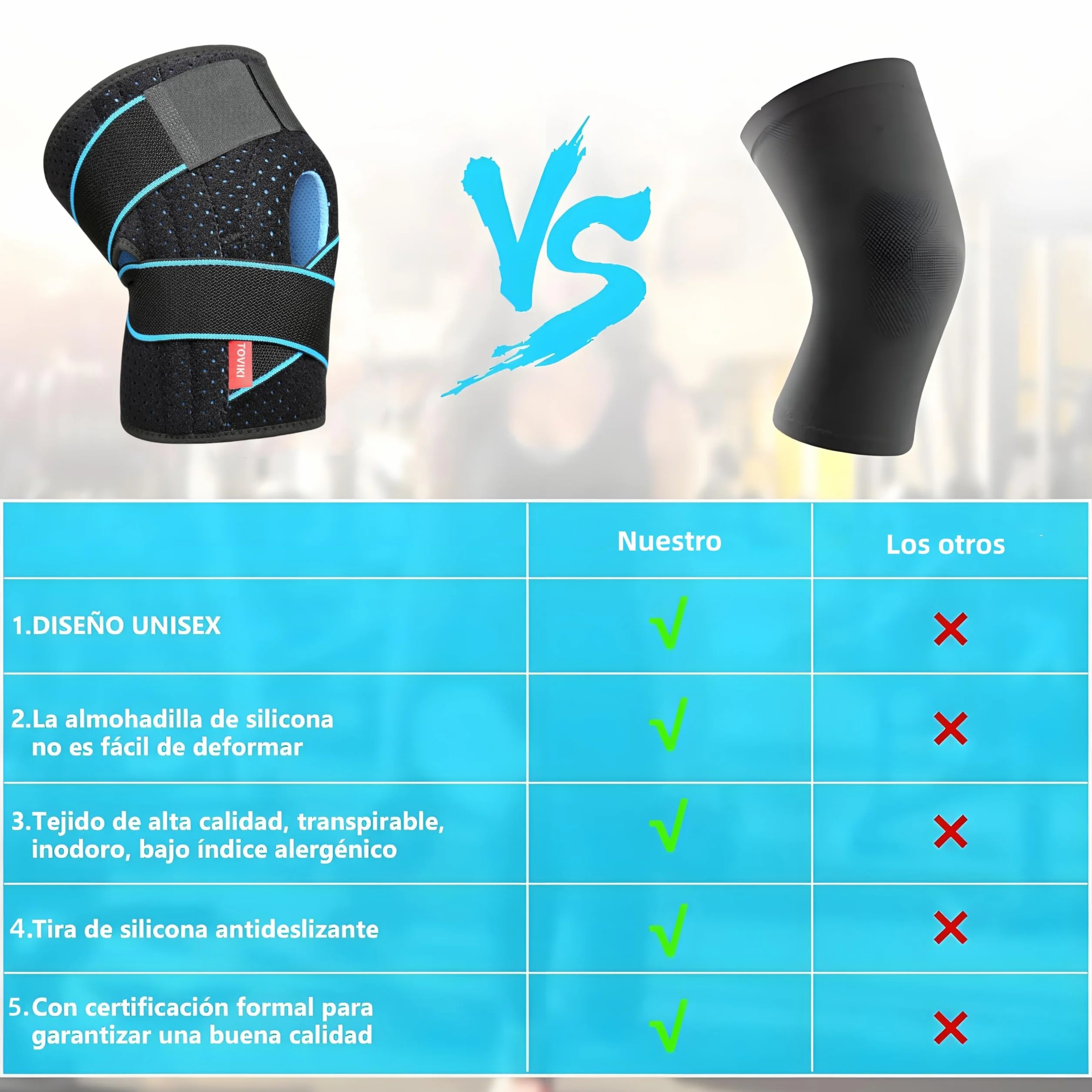 Rodillera de Neopreno con Silicona Ajustable para Deportiva Crossfit Unisex 1 Articulo