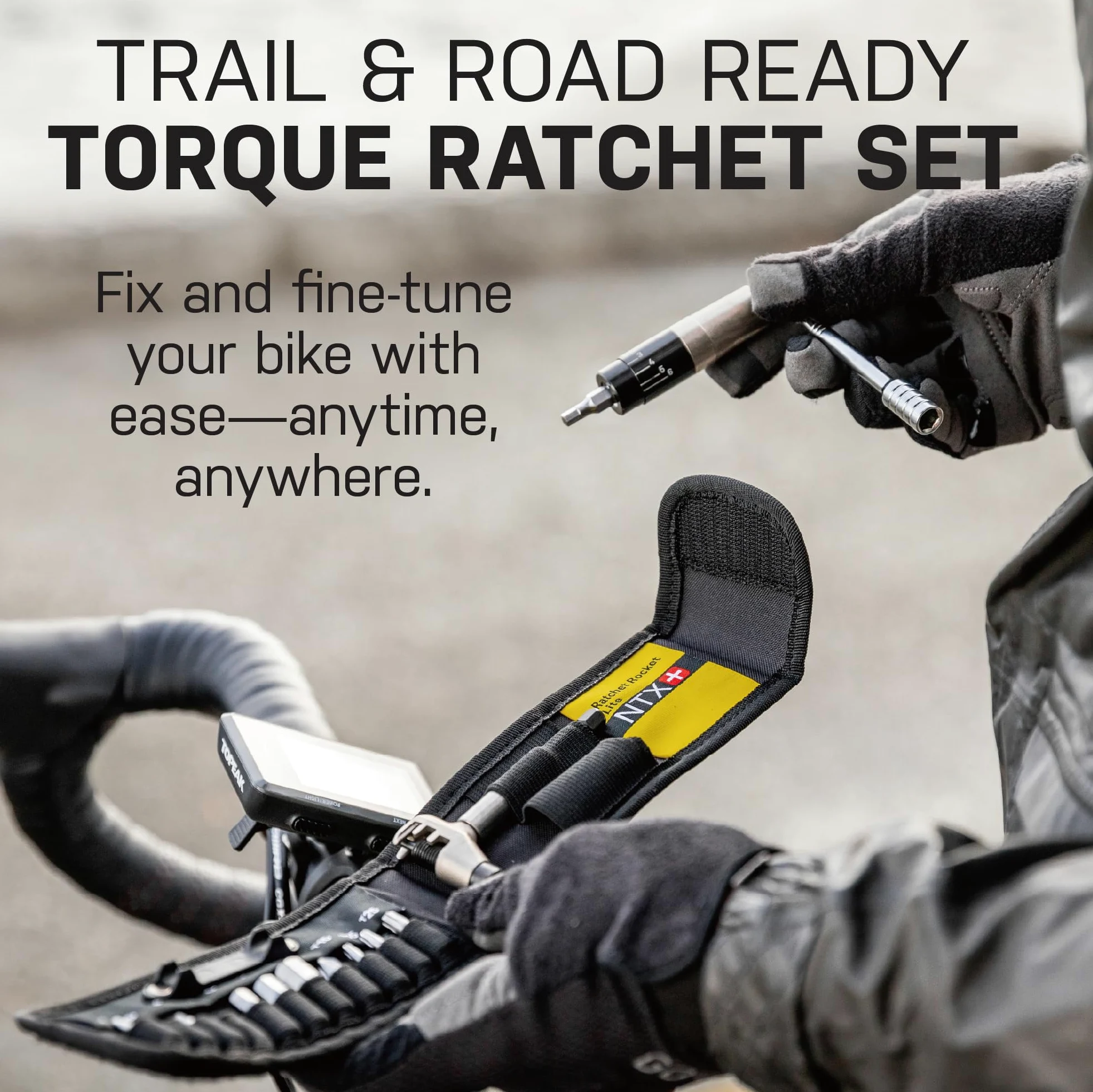 Topeak Ratchet Rocket Lite NTX + negro, caja abierta de tamaño único | Puntas Allen y Torx, destornillador Phillips, herramienta de cadena, portapuntas magnético y estuche