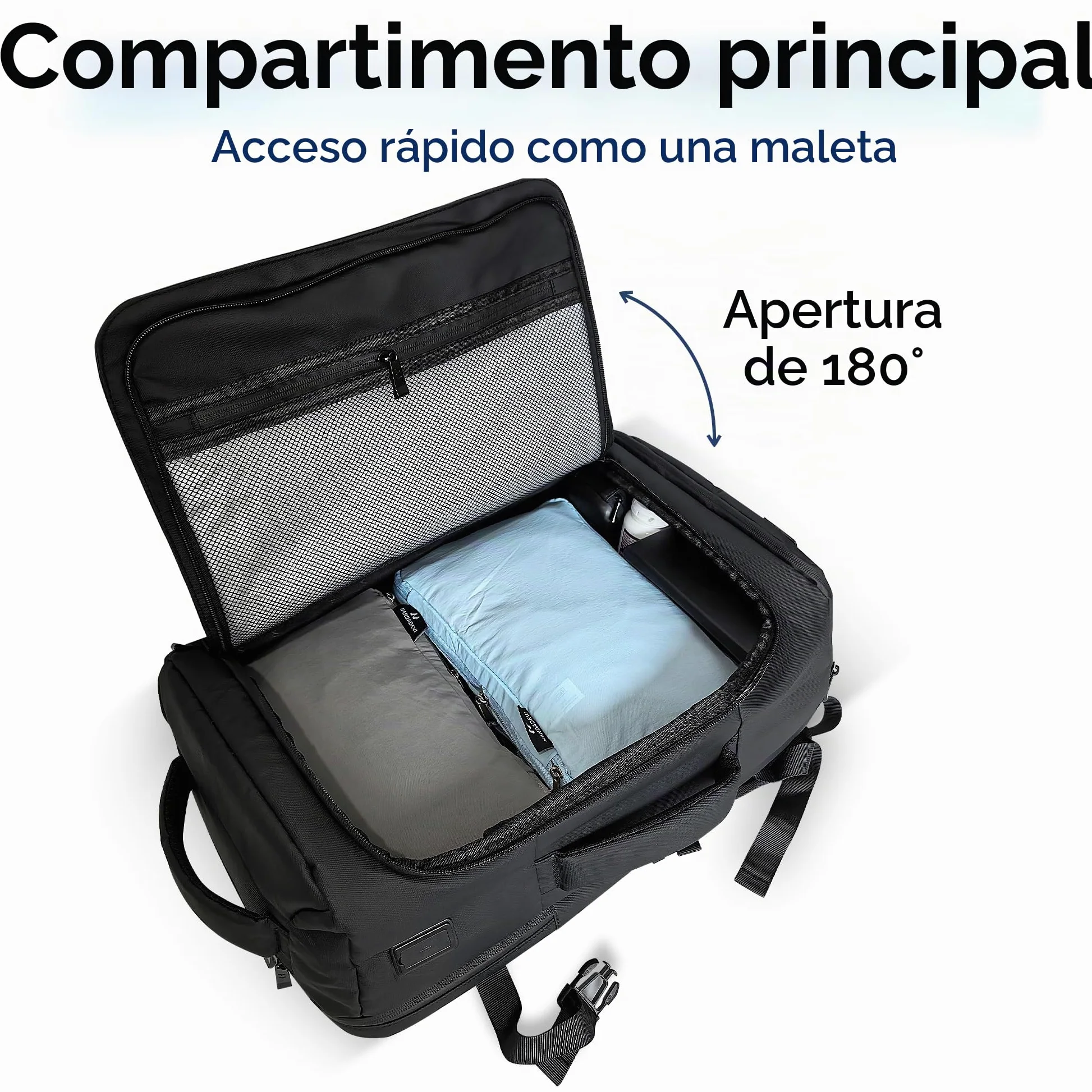NANDADEVI Mochila para hombre, 40 l, grande, resistente al agua, con aislamiento en seco y húmedo, mochila para portátil de 17,3 pulgadas, Negro , 49 x 31 x 20 cm, 40 l