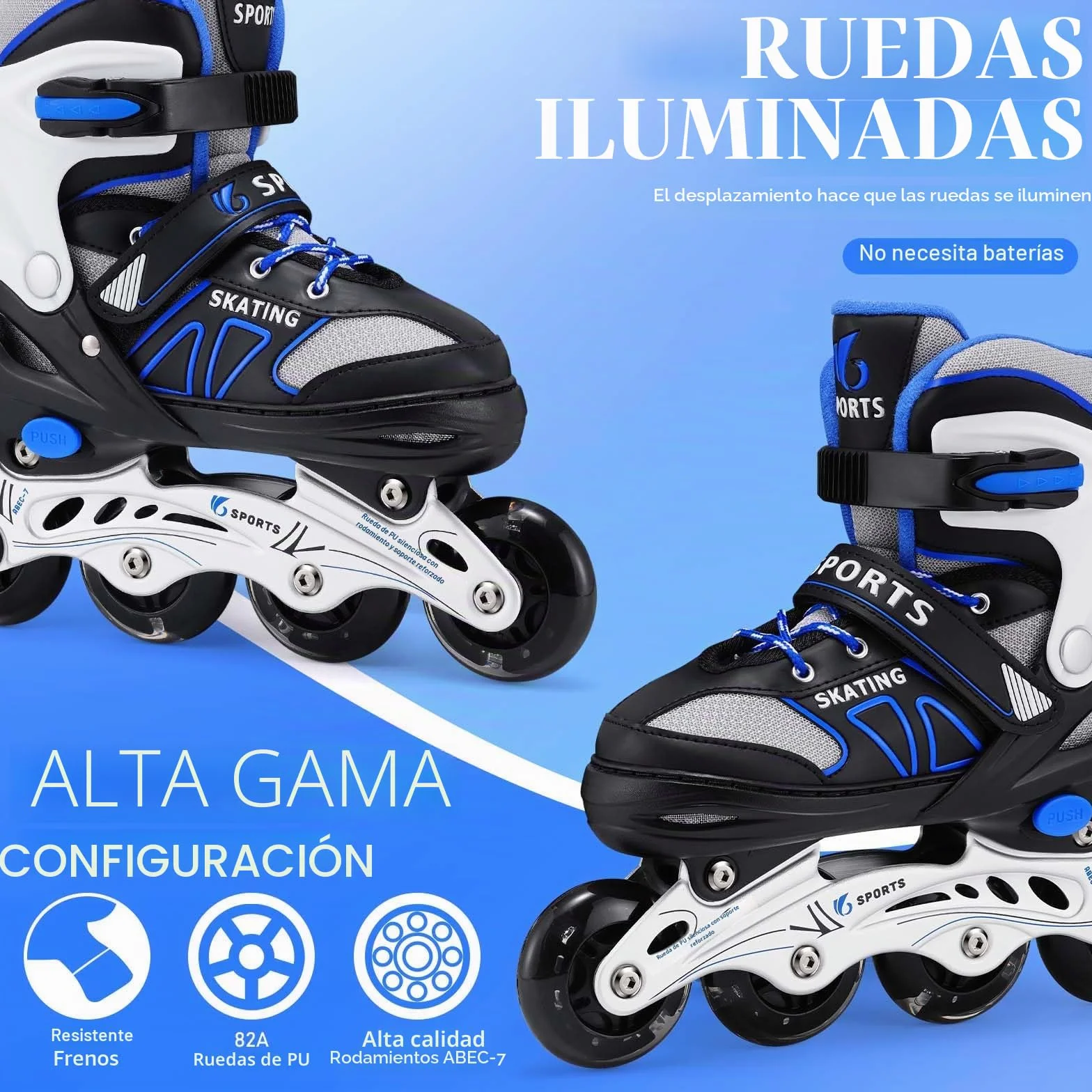 Patines en Línea Ajustable para Niño con Ruedas de Iluminación, Tallas Ajustables para Principiantes