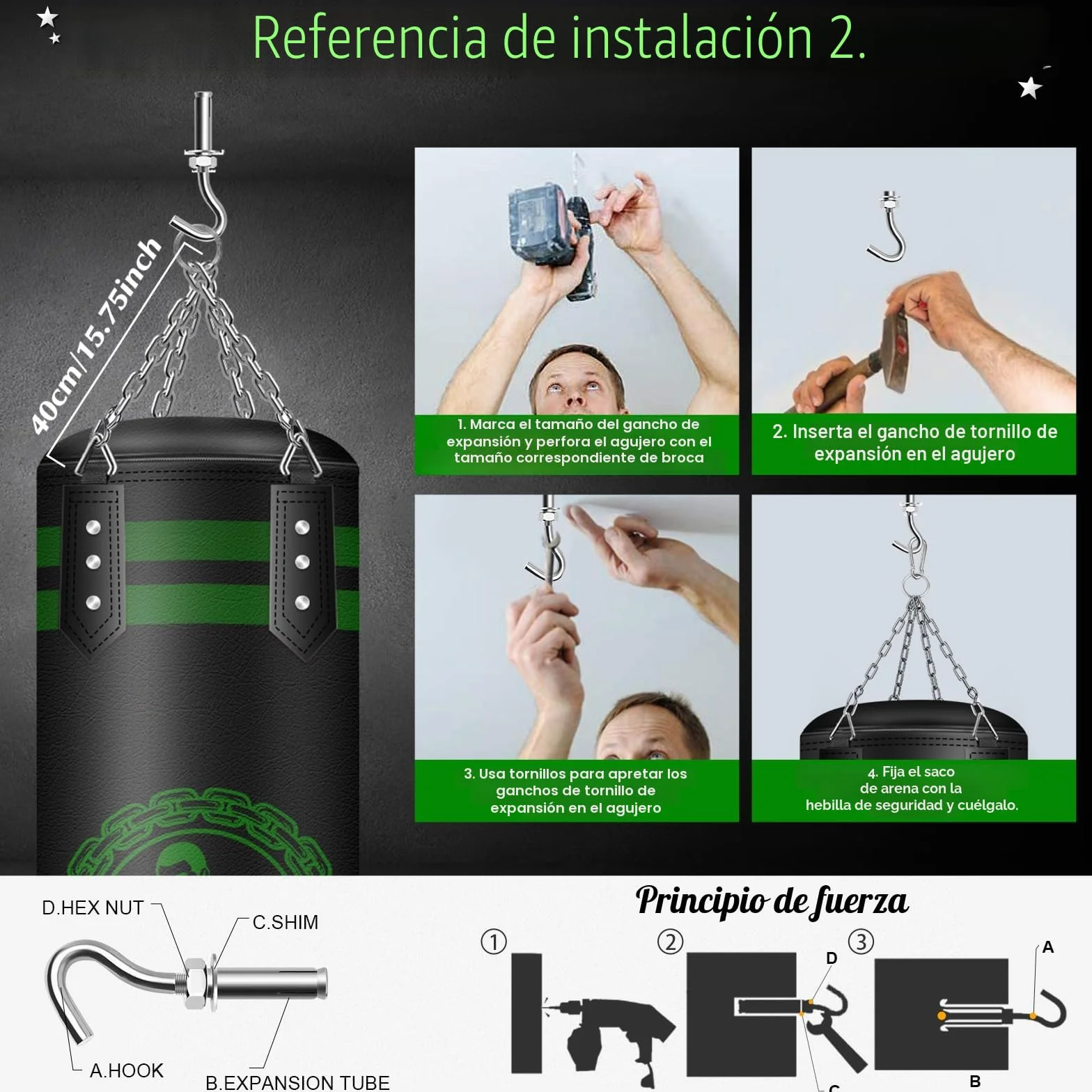 NZQXJXZ Saco de Boxeo para Colgar,120cm sin Rellenar Relleno Saco Boxeo, Microfibra de Cuero Bolsa Pesada para la formación de Kickboxing Fitness MMA Grappling Muay Thai Karate