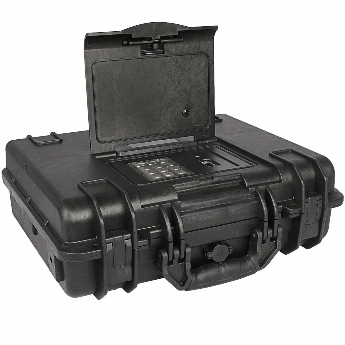Qisan Caja fuerte para armas de fuego para pistolas, resistente al agua, antirrobo, cerradura de llave y contraseña digital, acero