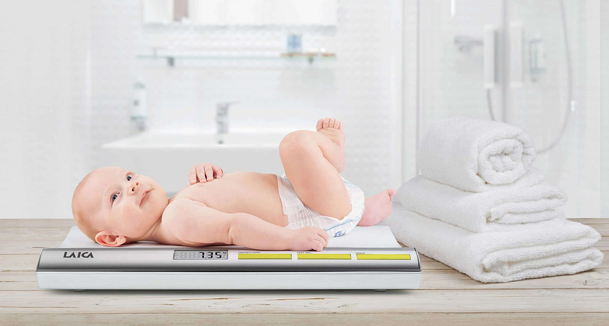 Laica PS3001 Báscula digital para bebés 20 kg plata/blanco bloqueo tara