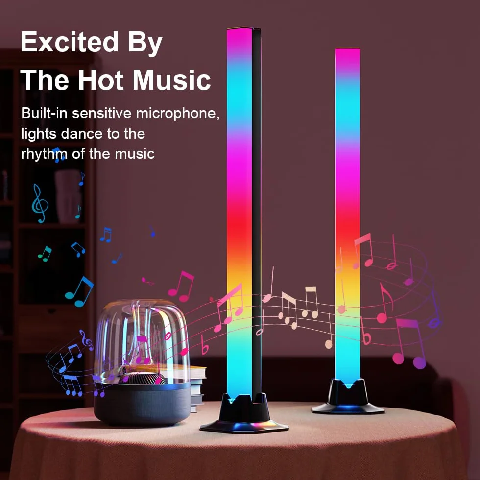 Barra de Luz LED RGBIC 42 cm, Lámpara Gaming USB con App Bluetooth, Iluminación 270° y Sincronización Musical